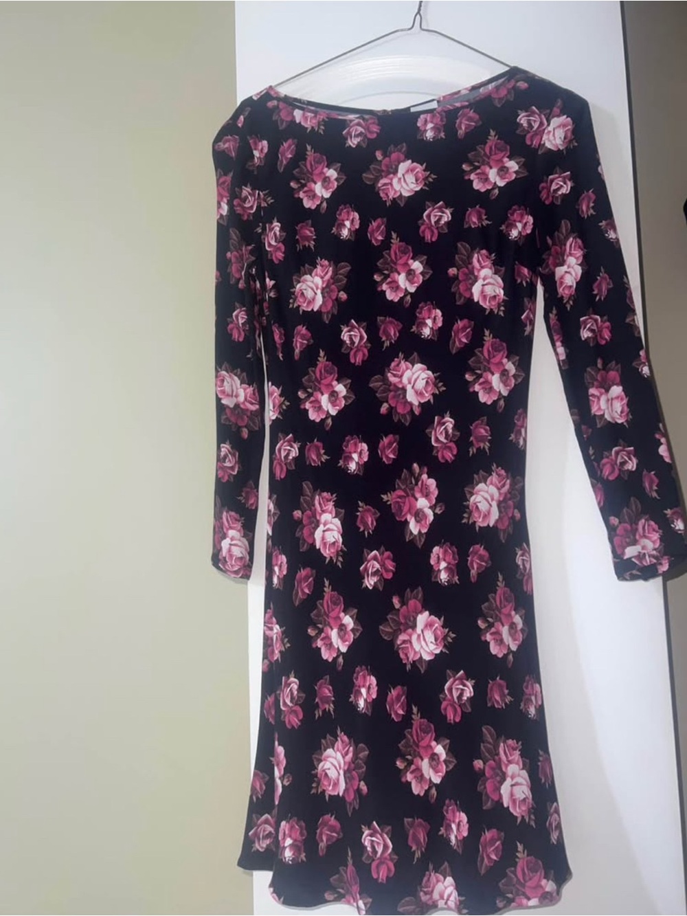 Aritiza Sunday best Black Floral Dress with Pink Rose Print